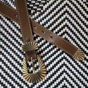 Stunning Antique Vintage Brass Concho Belt Size Small